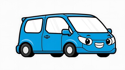 Fototapeta premium Blue Cartoon Car Character Illustration.
