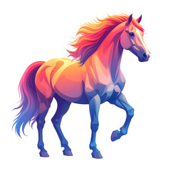 Obraz premium Gradient flat horse illustration, soft color transitions, white background, modern graphic style