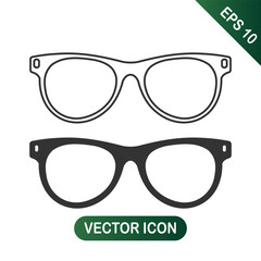 Modern Eyeglasses Outline and Solid Icon Set