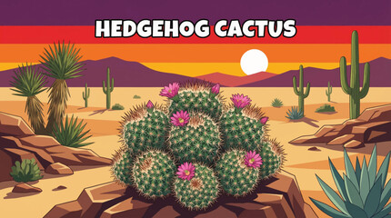 compact hedgehog cactus thrives in high desert terrain, displaying vibrant spines and seasonal blooms adapted to temperature extremes © Evan