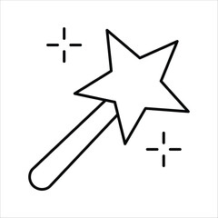 Whimsical enchantment vector illustration of a sparkling magic wand, symbolizing wishes, dreams, and the power of imagination