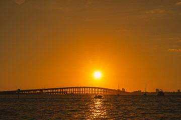 Miami sunset on the water 