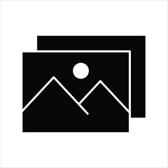 Sleek flat vector icon illustrating multiple photographic images, perfect for signifying a digital photo gallery, picture collection, or media album