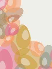 Vertical abstract pattern with vibrant overlapping rings and ovals in pink, orange, and yellow. Dynamic and colorful decorative background.