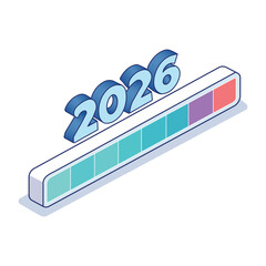 Fototapeta premium 2026 Loading Bar Progress Concept Isometric Vector Illustration 