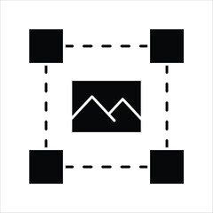 Resizable image transformation control icon for graphic design software interfaces, representing scale and adjustment capabilities in digital media editing tools