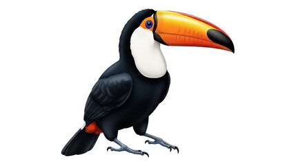 Colorful toucan illustration with large orange beak isolated.