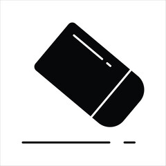 Sleek graphic icon of a solid black eraser removing a line, symbolizing correction, error removal, and the ability to revise work or concepts effectively