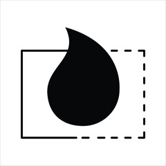 Abstract black liquid drop symbol within a conceptual boundary, representing creative design, color selection, or digital art tools for visual projects