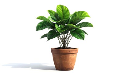 Obraz premium Green Plant in Brown Pot on White Background.