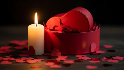 Romantic candlelight with heart shaped decor