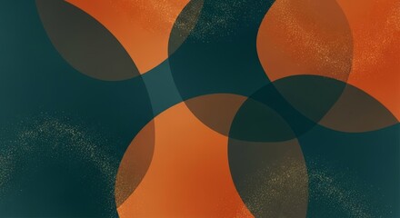 Abstract overlapping orange and teal circles with a grainy texture creating a dynamic background