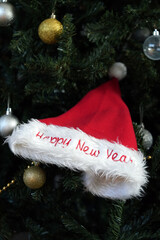 Santa hat with the inscription Happy New Year