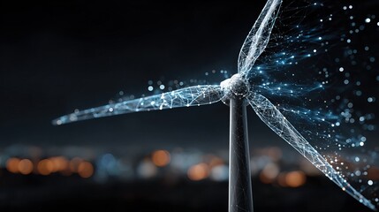 Digital Network Connection Wind Turbine Renewable Energy Abstract Illustration