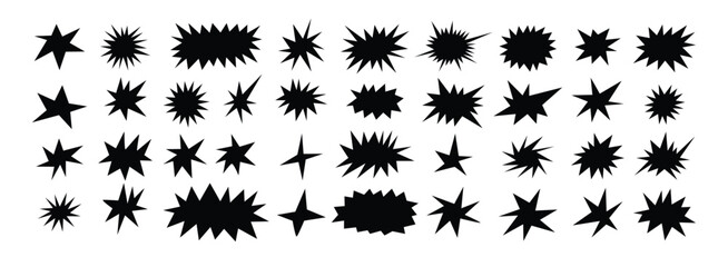 Starburst shapes set. Cute collection of stars and sparkle doodle © Yanka