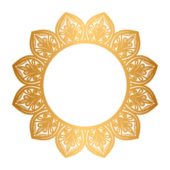 Luxury Gold circle Mandala Transparent Background Floral Islamic