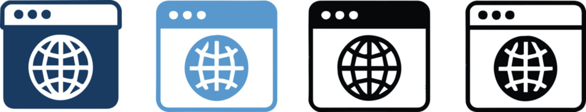 browser window globe icons for internet web connectivity and ui
