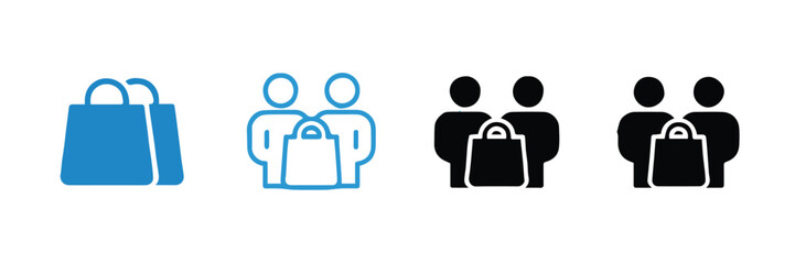 shopping icons flat and glyph people holding shopping bag