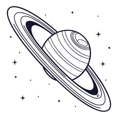 Saturn planet with ring system in space astronomy © murad