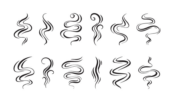 Smoke, aroma lines icon. Doodle Wavy Smoke lines symbol sketch style hand drawn