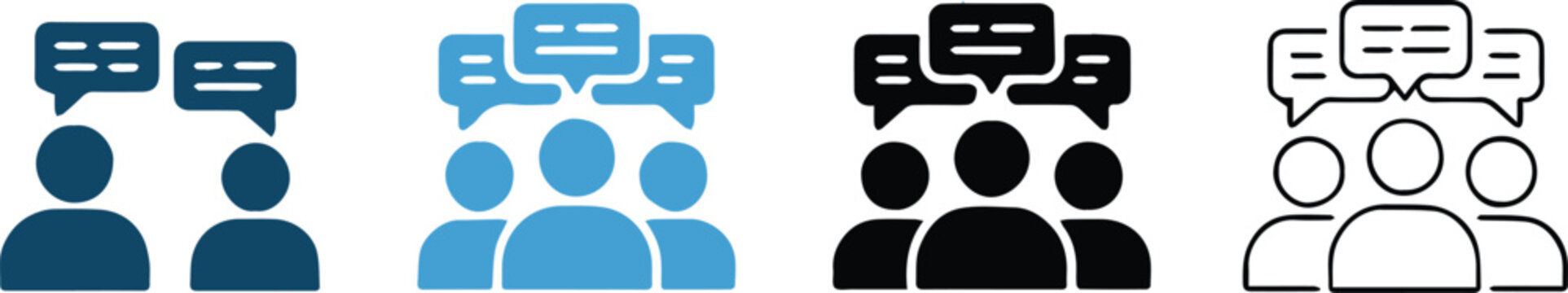 communication icons set group chat teamwork discussion bubbles vector
