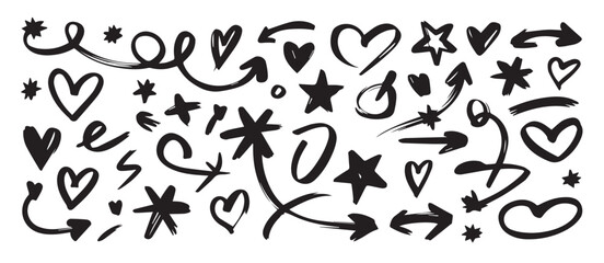doodle hand drawn brushstroke vector elements for design