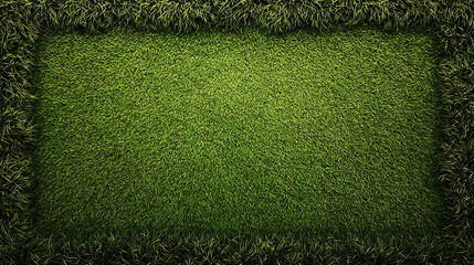 Rectangular Frame Of Lush Green Grass With Dark Edges