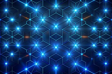 Vibrant blue hexagonal network with glowing connections and nodes