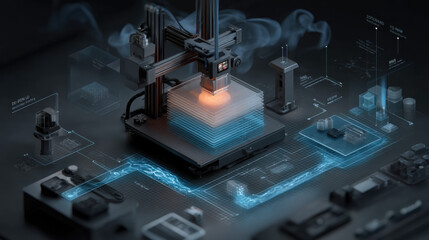 Fototapeta premium Advanced manufacturing technology with innovative automation systems for modern industry, high precision robotics, digital transformation, and efficient factory solutions