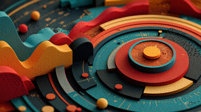 Vibrant colorful wooden educational game toy for children, handcrafted geometric puzzle for creative learning, artistic design, and playful development