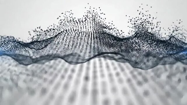 Abstract landscape made of tiny dots creating a textured, mountain-like formation.