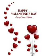 Happy valentine's day with red heart balloons