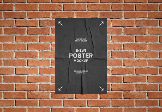 Outdoor Brick Wall Poster Mockup