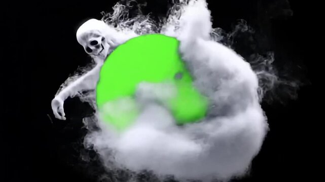 Ghost and smoke vibe green screen logo reveals on the black background