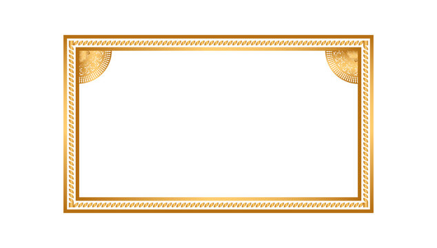 Rectangle golden certificate border pattern line photo frame islamic wedding invitation card