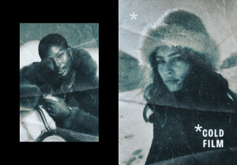 Cold Film Poster Photo Effect Mockup