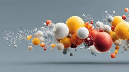Detailed molecular structure illustration showcasing atoms and molecules in vibrant colors for scientific research, education, and innovative chemical analysis