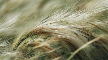 Soft focus on swaying feathery grass in natural light