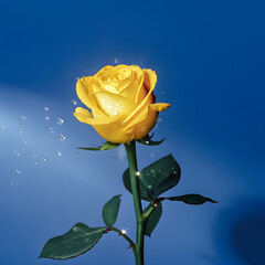Yellow Rose Sparkling with Water Drops