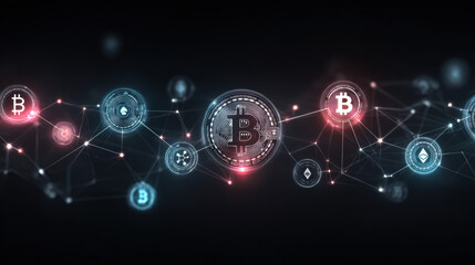 Fototapeta premium Innovative blockchain technology and secure digital currency solutions for online transactions, virtual assets, and modern financial technology in a decentralized digital economy