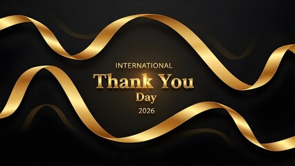 Golden ribbon thank you day appreciation message