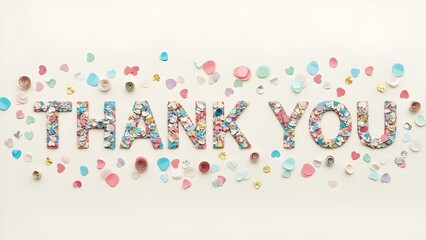 A colorful and celebratory thank you message with confetti