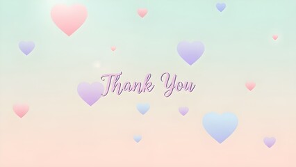 A pastel colored digital illustration with floating balloons and a thank you message