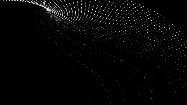 White dots forming a spiral pattern on a black background