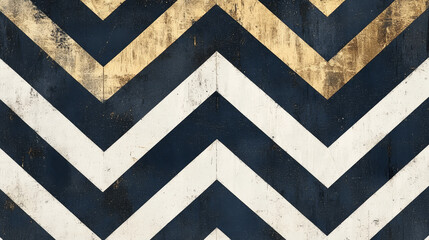 Navy blue and off white chevron pattern, vintage geometric background texture

