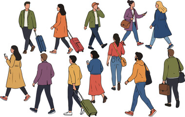 Stylish People Walking &ndash; Urban Lifestyle Illustration