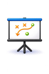 3D Cartoon Strategy Presentation Board Icon on Transparent Background