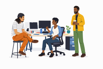 Young colleagues working on a new project in an office environment.