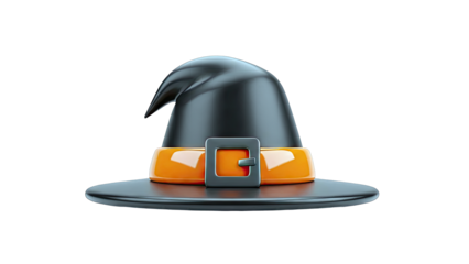 Halloween Witch Hat with Orange Band and Buckle