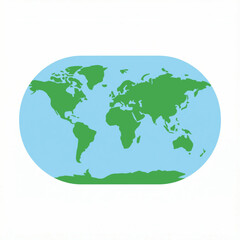 World Map Flat Vector Icon on White Background